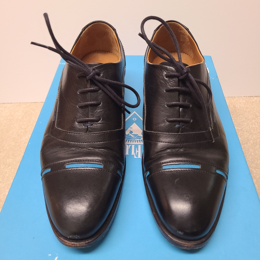 John Fluevog Black Leather Oxfords Classic Design "The Gateway"